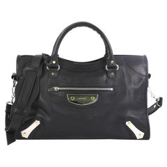 Balenciaga City Metal Plate Flat Studs Bag Leather Medium