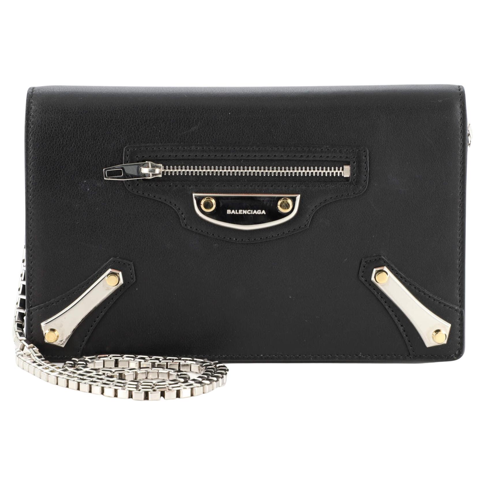 Balenciaga City Metal Plate Flat Studs Wallet on Chain Leather Small For  Sale at 1stDibs