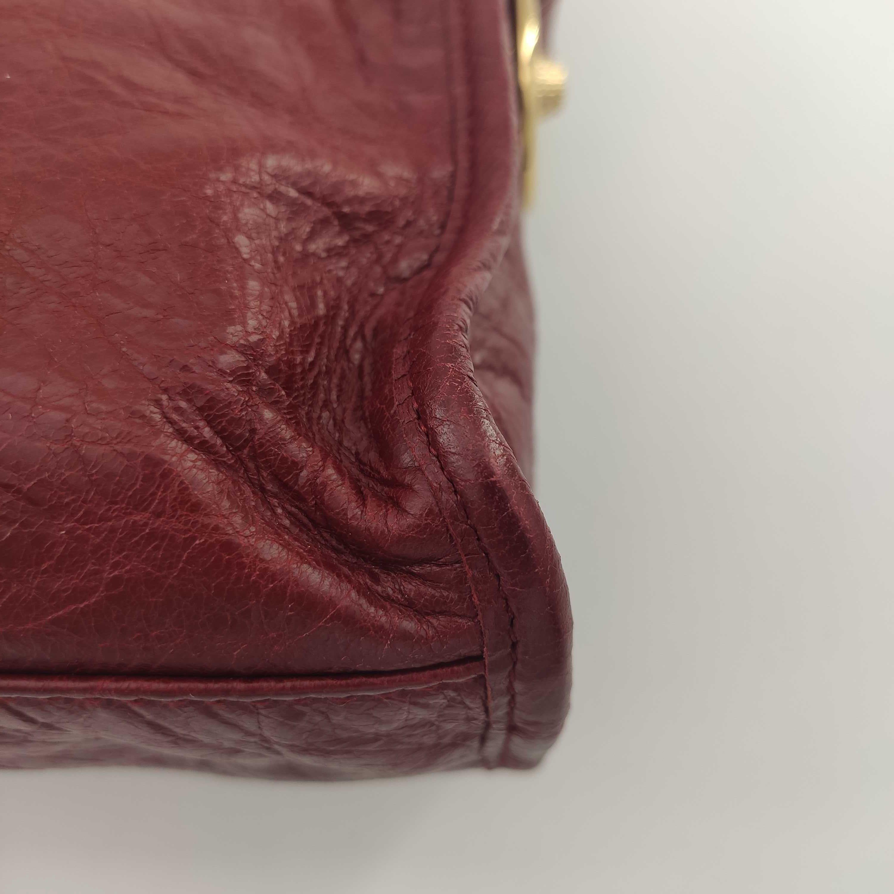 BALENCIAGA City Shoulder bag in Burgundy Leather 3