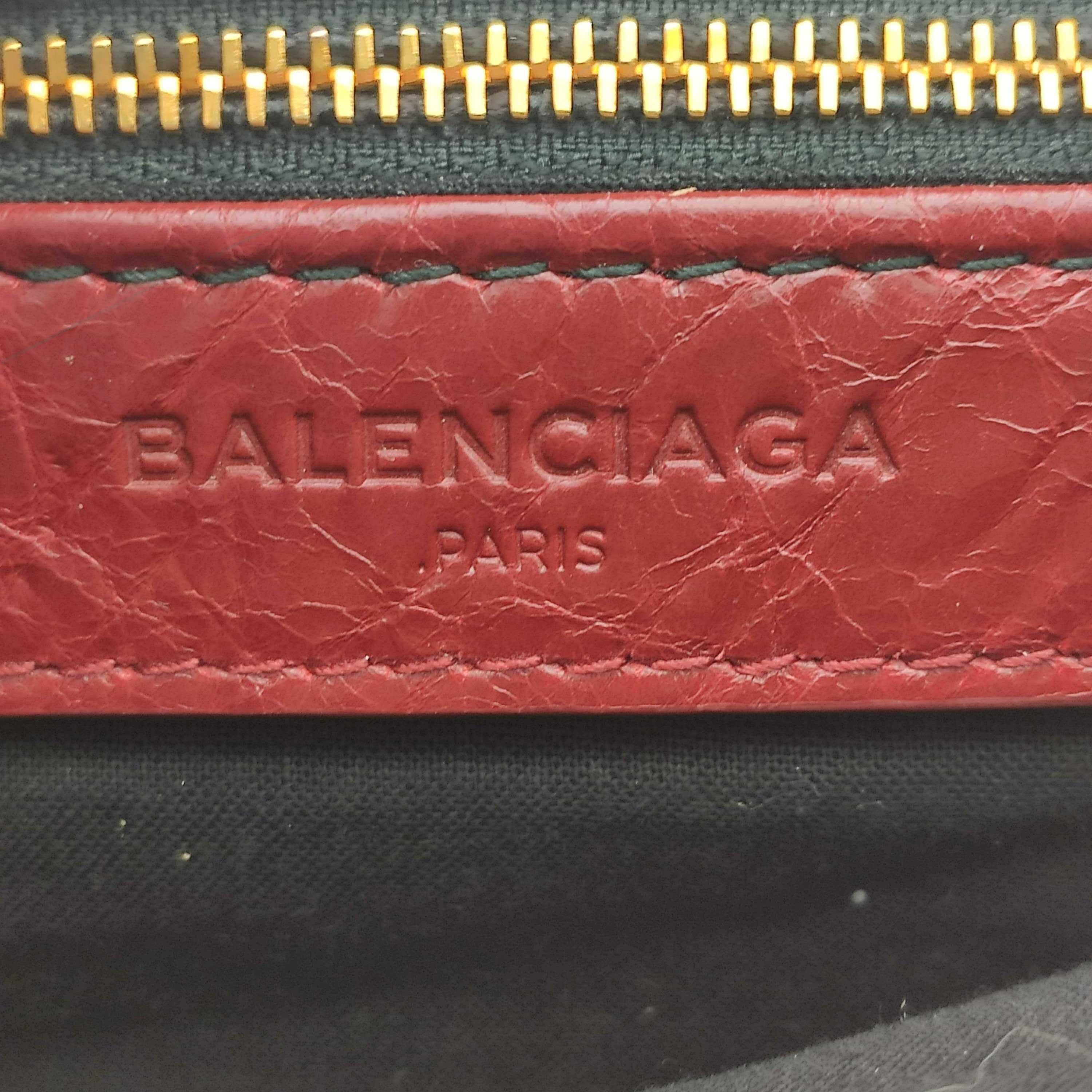 Brown BALENCIAGA City Shoulder bag in Burgundy Leather