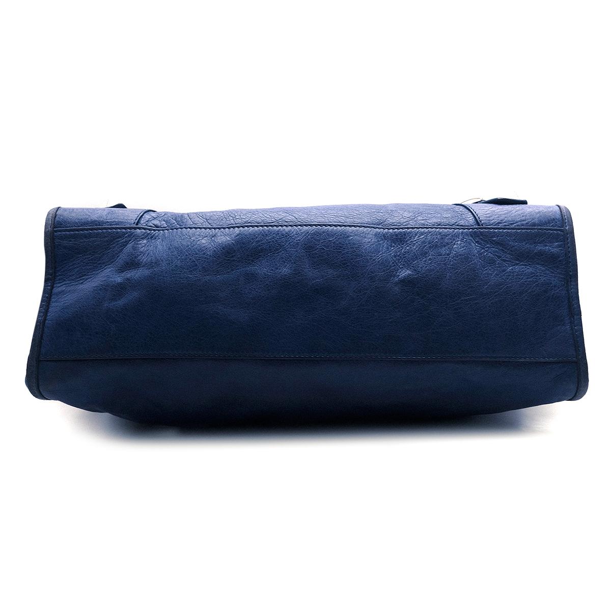 Black Balenciaga Classic Blue City Bag