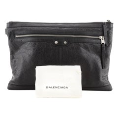 Balenciaga Classic City Clip Pouch Leather Large Black