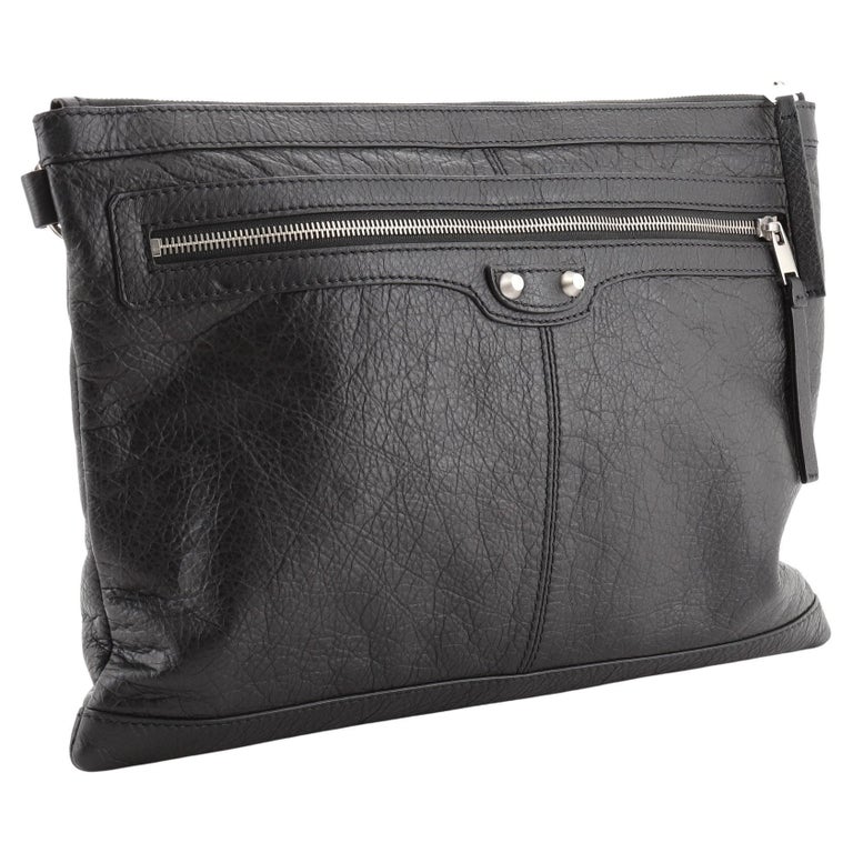 Balenciaga Classic City Clip Pouch Leather Large Black at 1stDibs