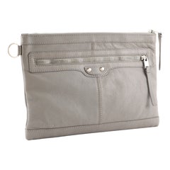 Balenciaga Classic City Clip Pouch Leather Medium Gray