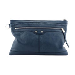 Balenciaga Classic City Clip Pouch Python Embossed Leather Medium