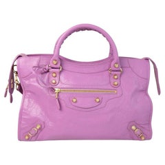Balenciaga Classic City Gold Nieten Ledertasche Rosa