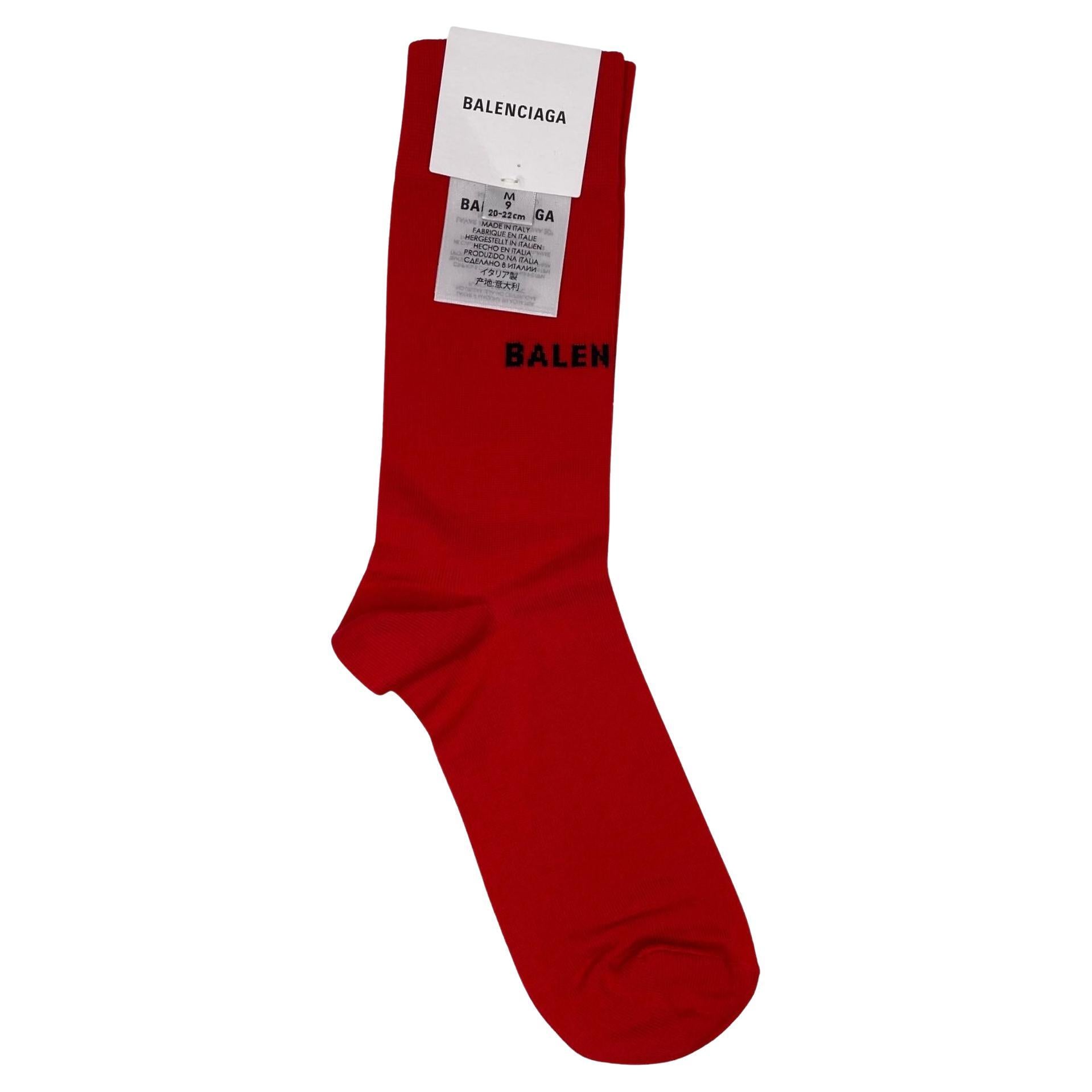 Balenciaga Classic Logo Red Socks (Medium) For Sale at 1stDibs