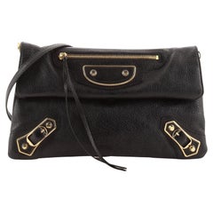 Balenciaga Classic Metallic Edge Envelope Strap Clutch Leather