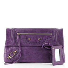 Balenciaga Classic Studs Envelope Clutch Leather