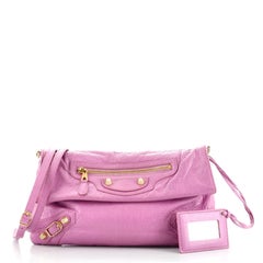 Balenciaga Classic Studs Envelope Strap Clutch Leather