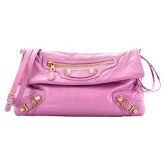 Balenciaga Classic Studs Envelope Strap Clutch Leather