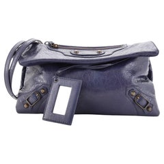Balenciaga Classic Studs Envelope Strap Clutch Leather