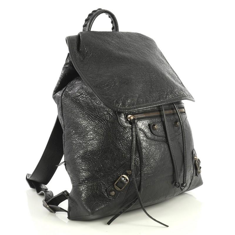 Black Balenciaga Classic Traveler Backpack Leather Small