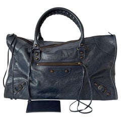 Balenciaga Classic Work Motorcycle Bag SS15 Bleu Obscur Agneau Leather Authentic