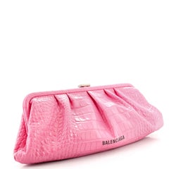 Balenciaga Cloud Clutch Crocodile Embossed Leather XL