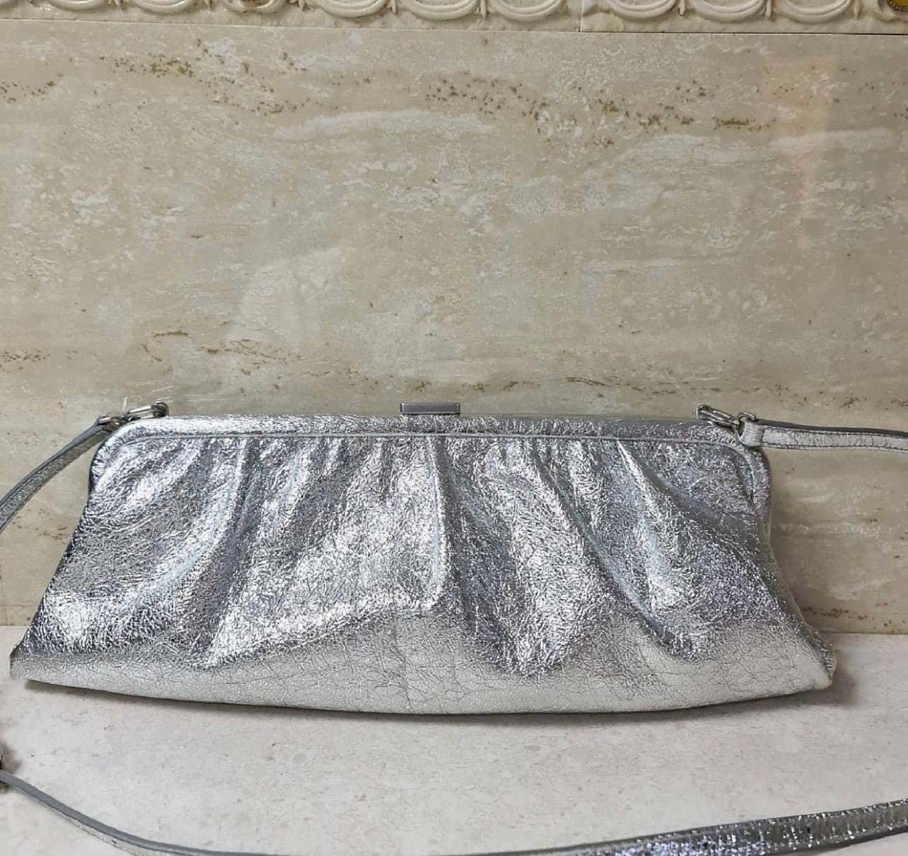 Women's Balenciaga Cloud Crackled Metallic Leather Cross-Body Bag