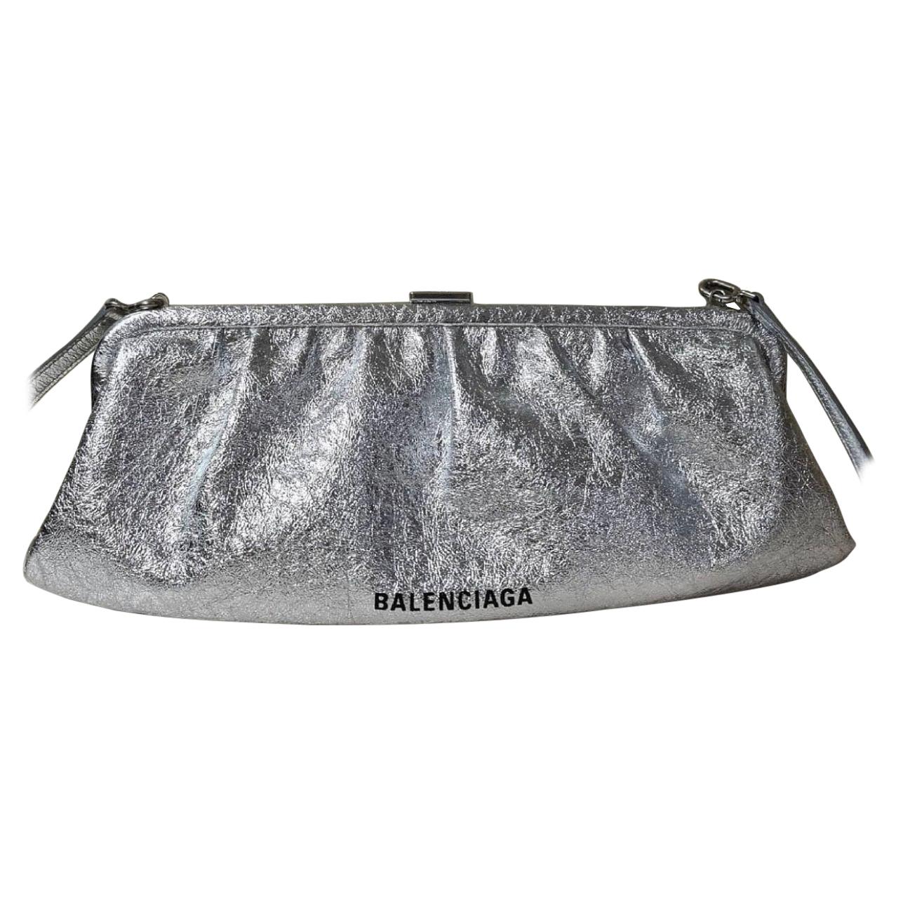 Balenciaga Cloud Crackled Metallic Leather Cross-Body Bag