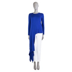 BALENCIAGA cobalt blue wool ASYMMETRIC WRAP Top or Dress 38 S
