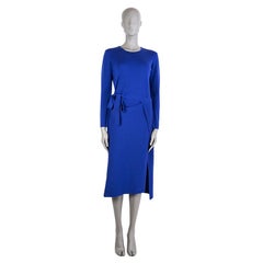 BALENCIAGA cobalt blue wool ASYMMETRIC WRAP Top or Dress 38 S