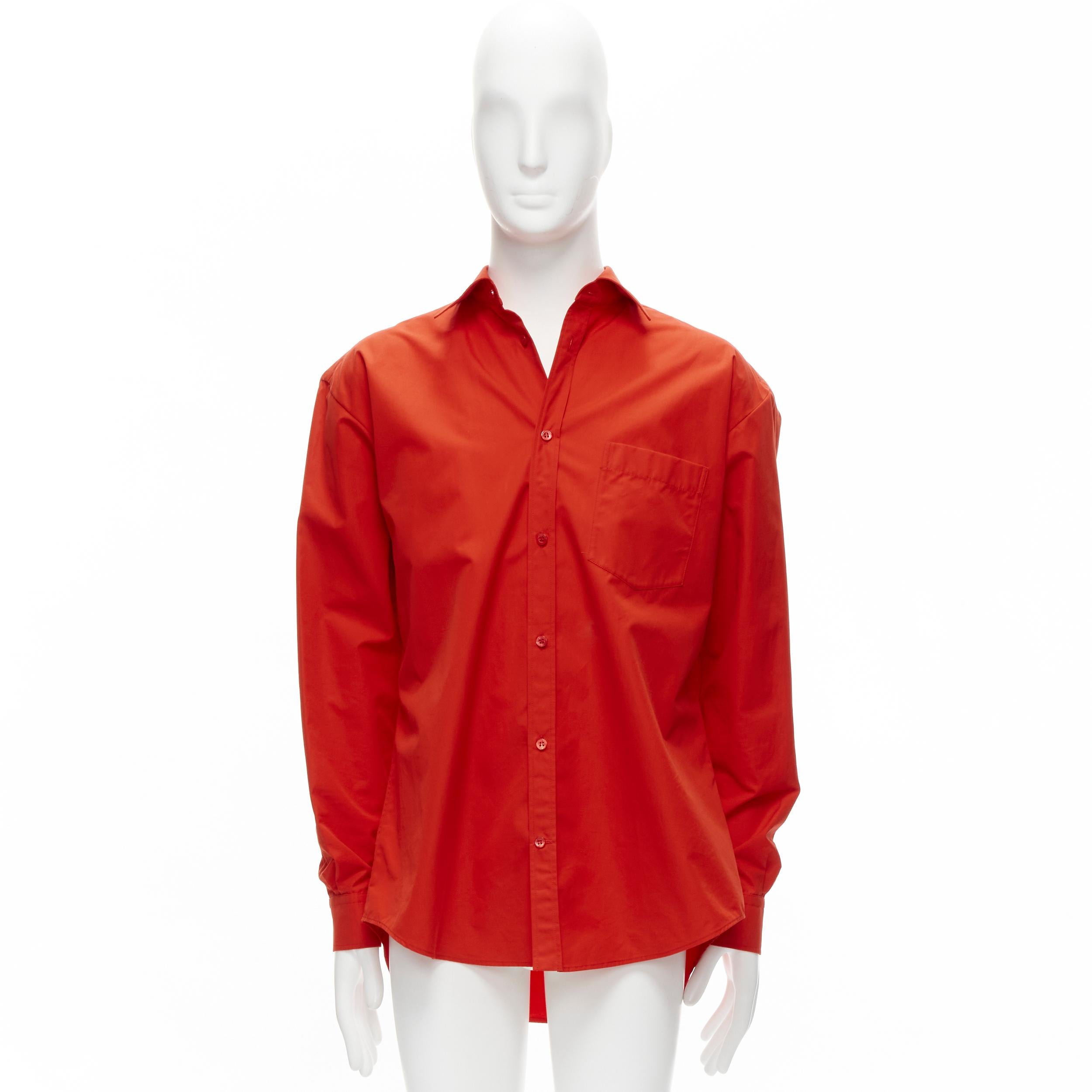 BALENCIAGA Cocoon red swing collar 3D cut oversized button down shirt For Sale 4
