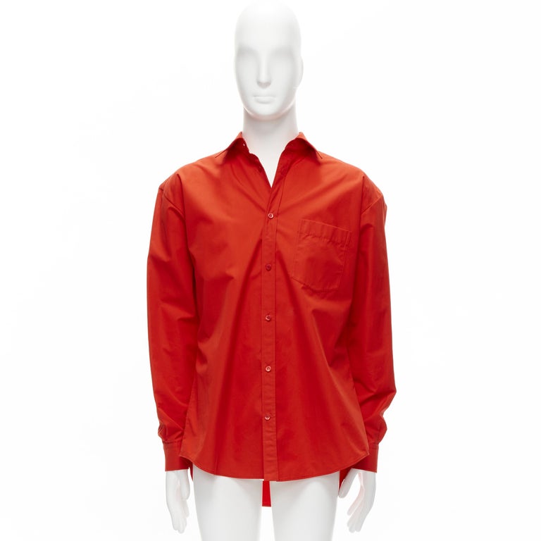 BALENCIAGA Cocoon red swing collar 3D cut oversized button down 