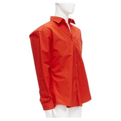 BALENCIAGA Cocoon red swing collar 3D cut oversized button down shirt