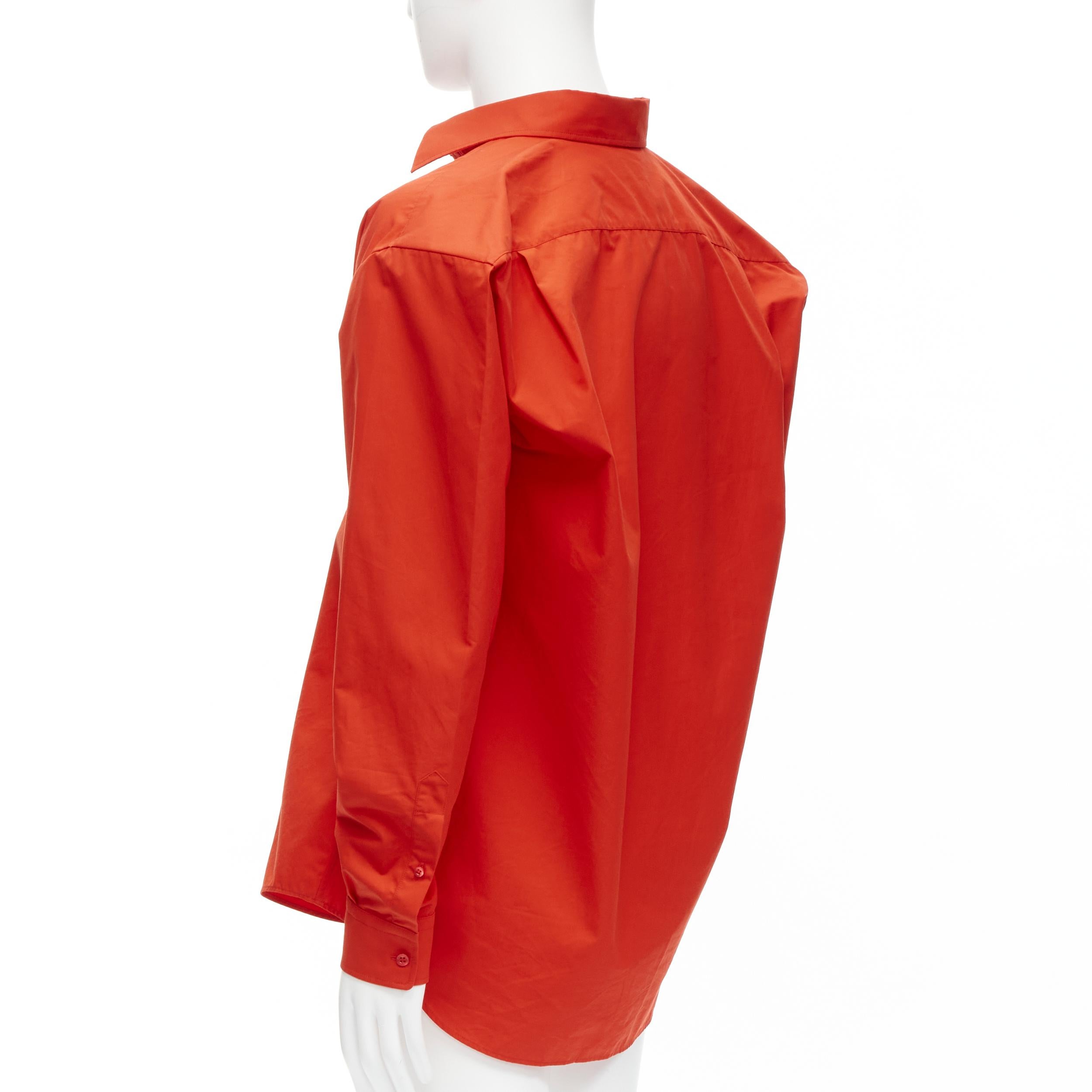 Women's BALENCIAGA Cocoon red swing collar 3D cut oversized button down shirt For Sale