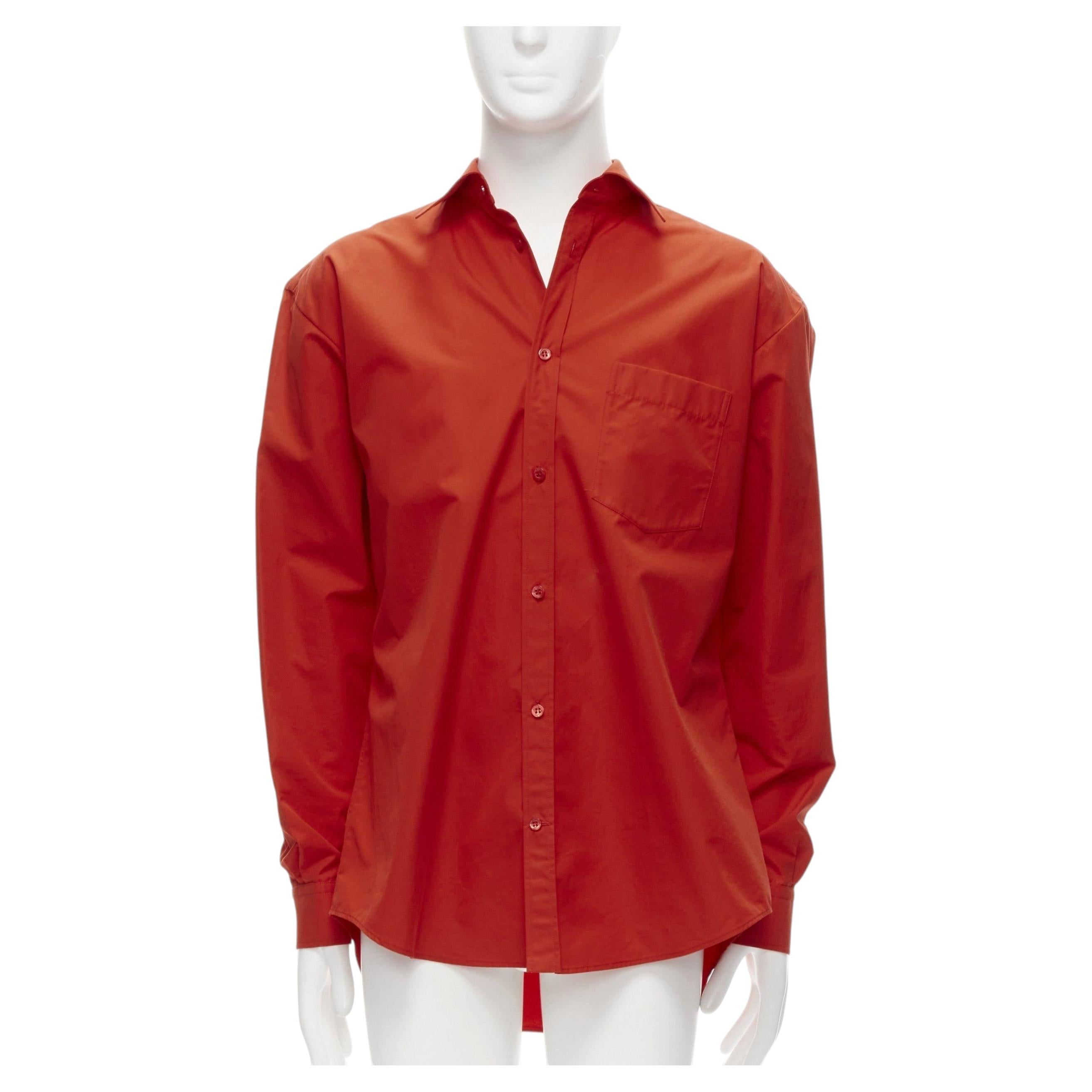 BALENCIAGA Cocoon red swing collar 3D cut oversized button down shirt For Sale