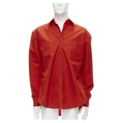 BALENCIAGA Cocoon red swing collar 3D cut oversized button down shirt