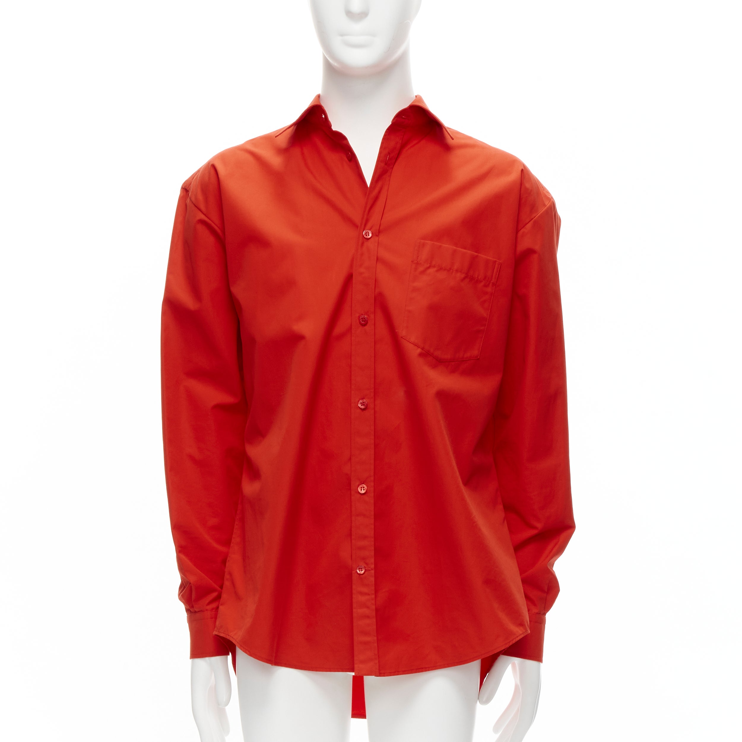 BALENCIAGA Cocoon red swing collar 3D cut oversized button down shirt For Sale