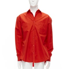 BALENCIAGA Cocoon red swing collar 3D cut oversized button down shirt