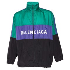 Balenciaga Color Block Logo Printed Synthetic Oversized Jacket XS
