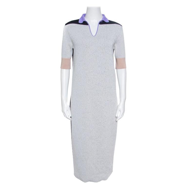 Balenciaga Colorblock Pattern Knit Shift Midi Dress M