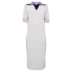 Balenciaga - Robe midi droite en maille à motif de blocs de couleur, taille M