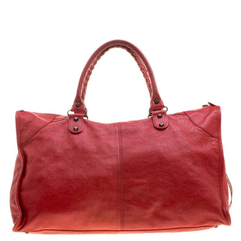 Balenciaga Coquelicot Leather RH Work Tote For Sale at 1stDibs