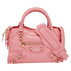 Balenciaga Coral Pink Leather Mini Classic City Bag