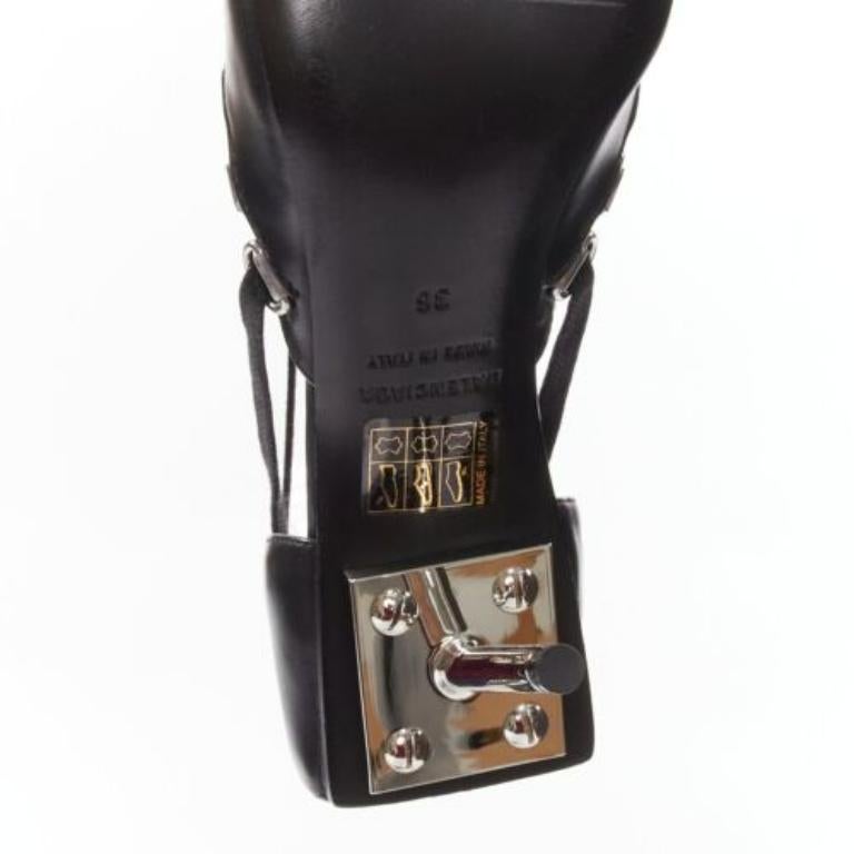 BALENCIAGA Corset black leather silver buckles laced pump EU36 For Sale 5