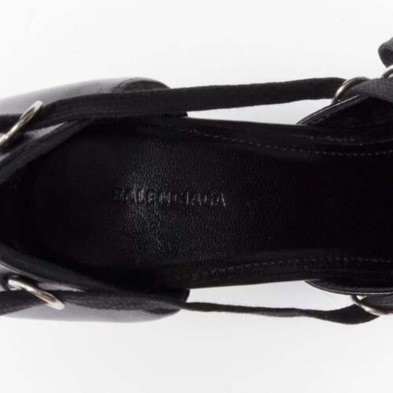 BALENCIAGA Corset black leather silver buckles laced pump EU36 For Sale 4