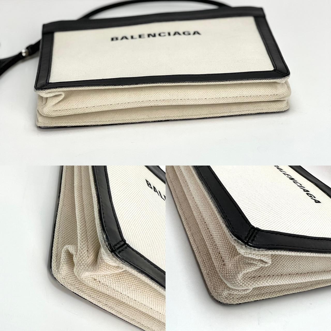 Balenciaga Cotton Canvas Pochette Off White Crossbody In Excellent Condition In Freehold, NJ