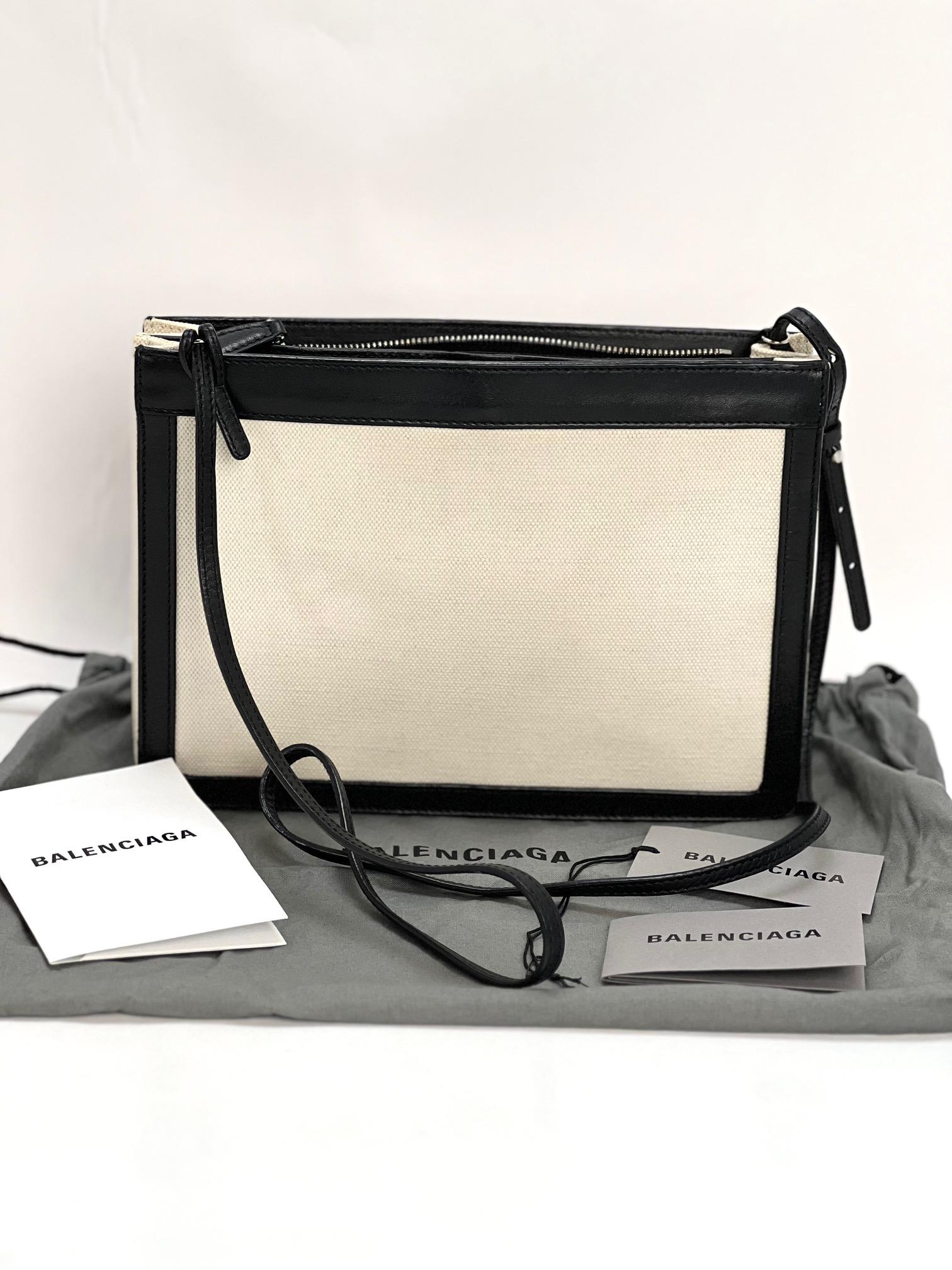 Balenciaga Cotton Canvas Pochette Off White Crossbody 3