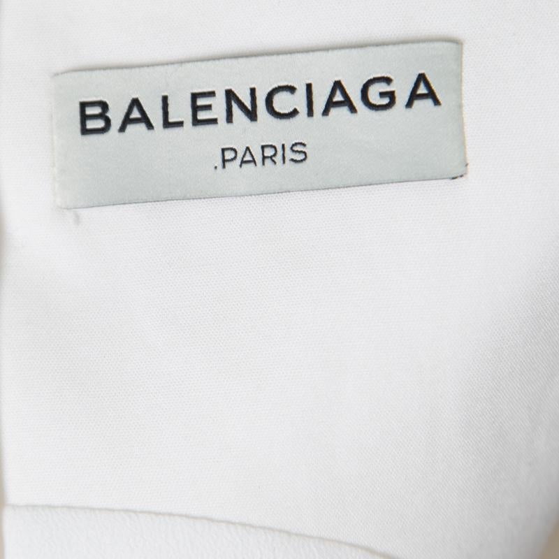 Balenciaga Cream Cotton Sleeveless Peplum Top M In Good Condition In Dubai, Al Qouz 2