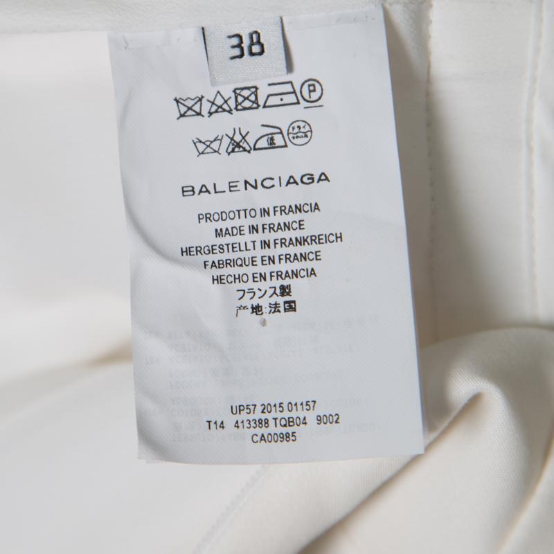 Women's Balenciaga Cream Cotton Sleeveless Peplum Top M