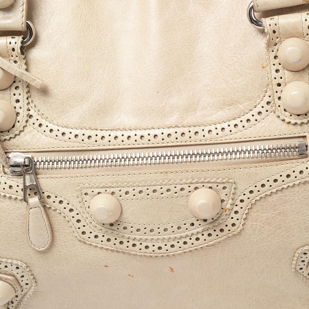 Balenciaga Cream Lambskin Leather Giant 21 Midday Bag 3