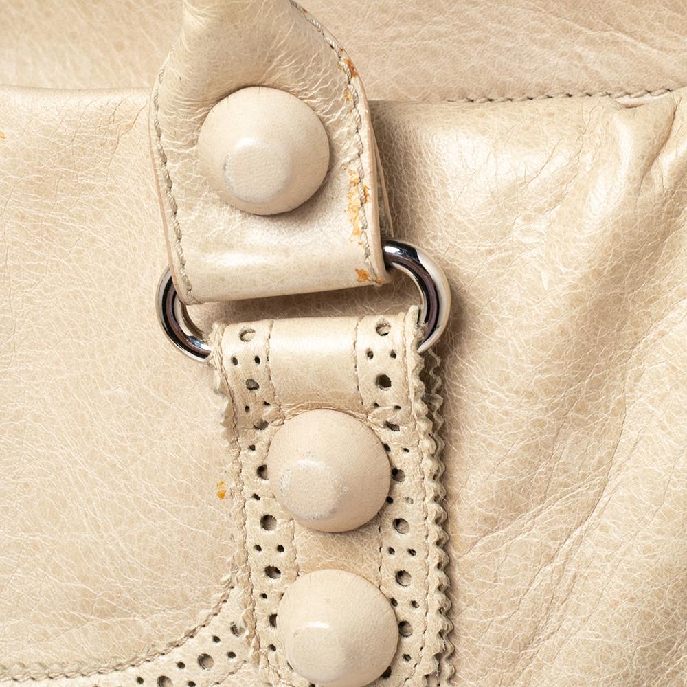 Beige Balenciaga Cream Lambskin Leather Giant 21 Midday Bag