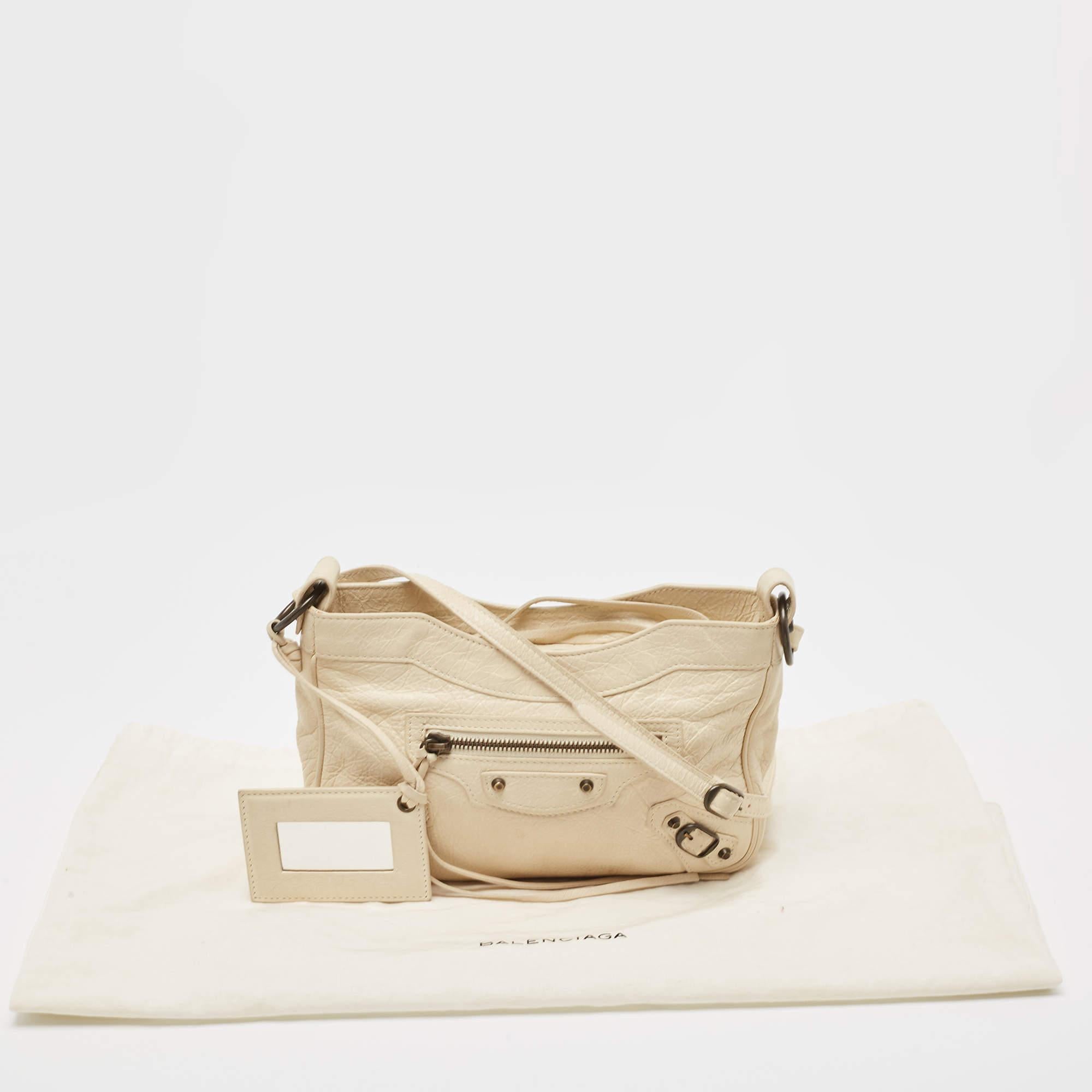 Balenciaga Cream Leather Classic Hip Crossbody Bag 14