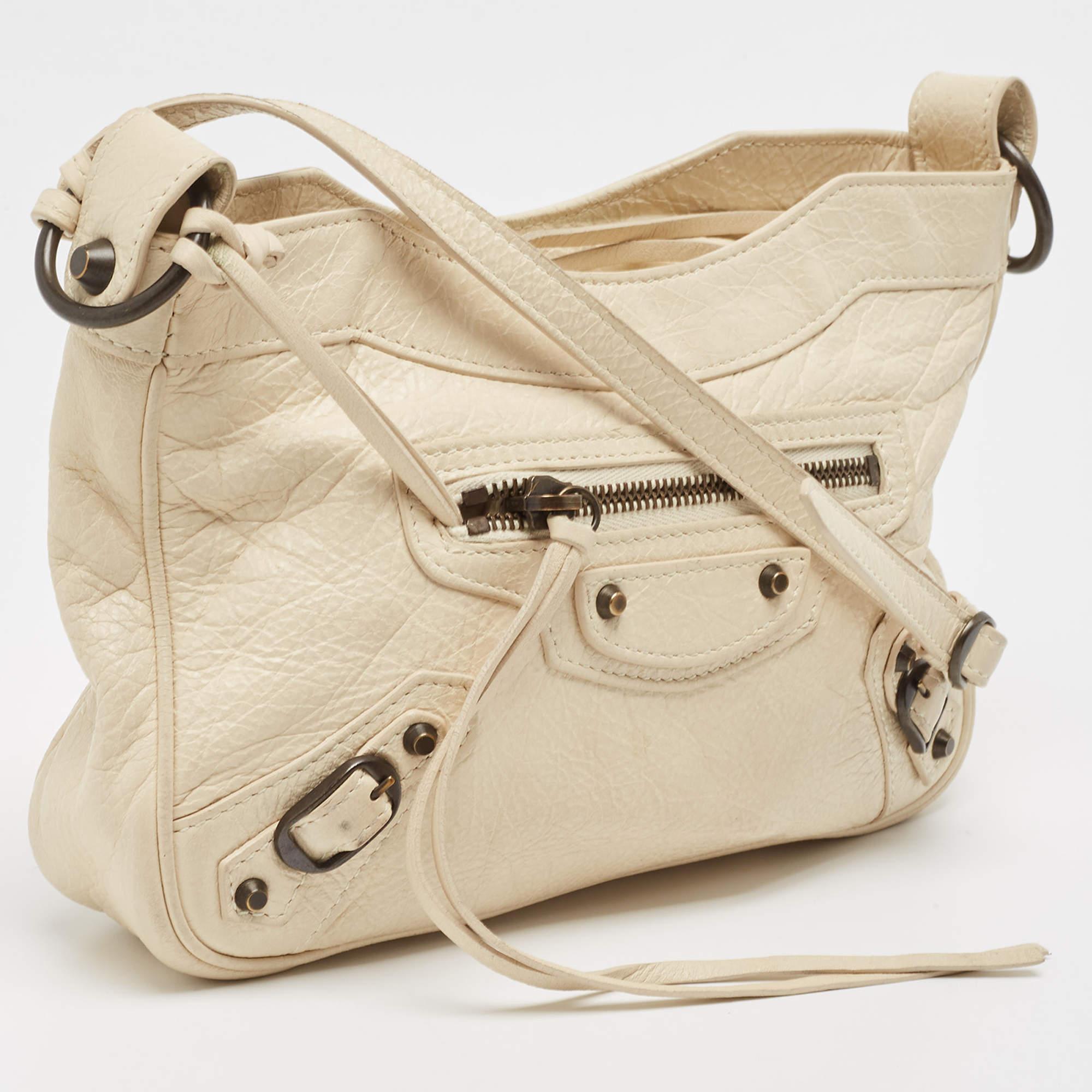 Women's Balenciaga Cream Leather Classic Hip Crossbody Bag