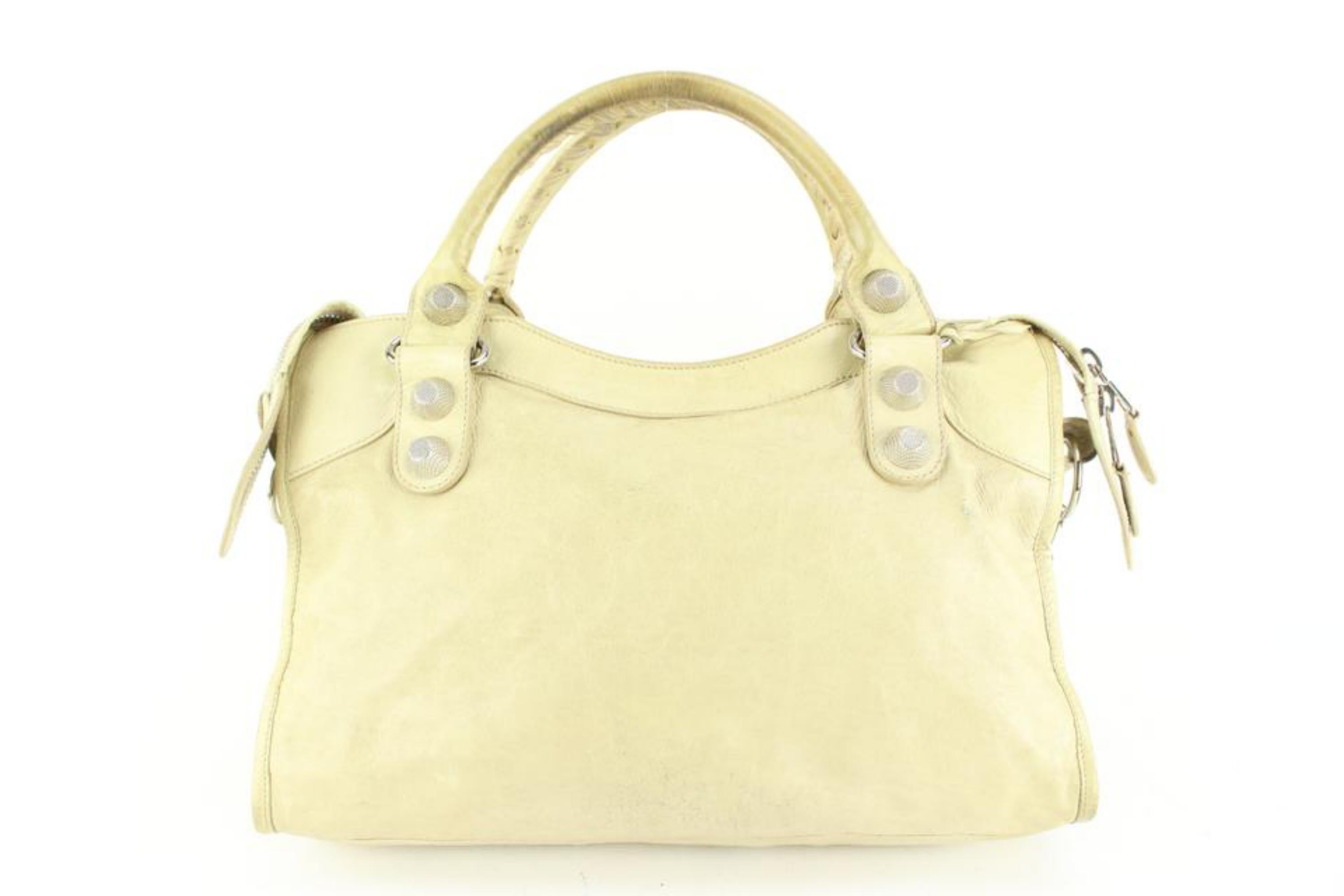 Balenciaga Cream Leather The Giant City EDITOR'S 2way Bag 87ba52s In Good Condition In Dix hills, NY