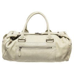 Balenciaga Cream Leather Whistle Satchel Bag with leather, gold-tone hardware