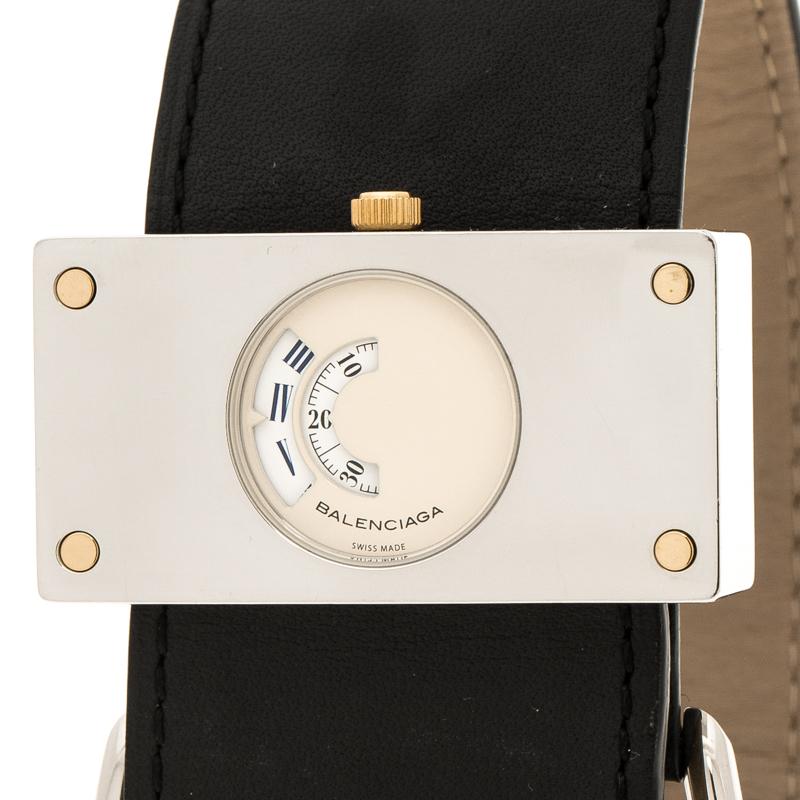 Balenciaga Cream Stainless Steel Limited Edition Women's Wristwatch 45 mm In Good Condition In Dubai, Al Qouz 2