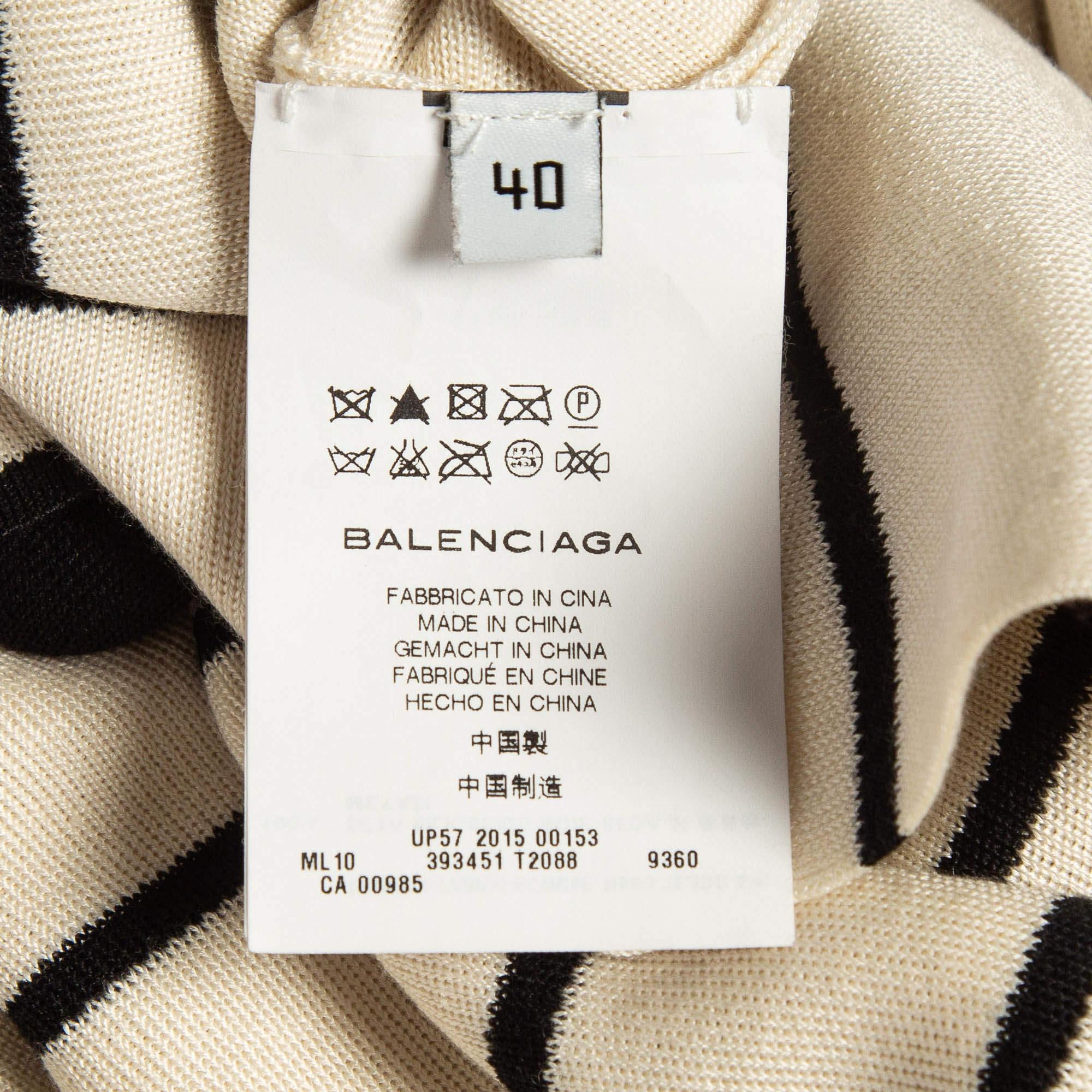 Balenciaga Creme gestreifte Strickjacke aus Seidenstrick M im Angebot 2